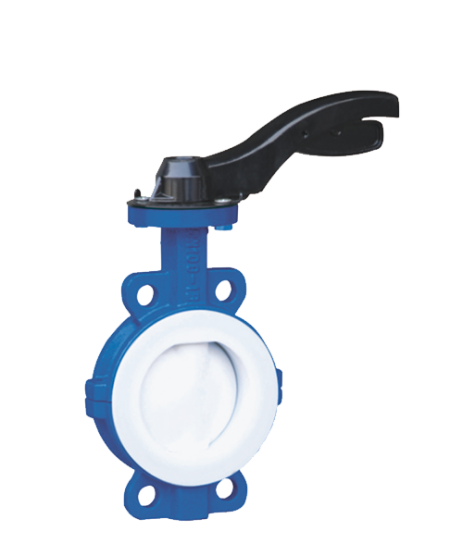 Wafer connection fluorine lined butterfly valve