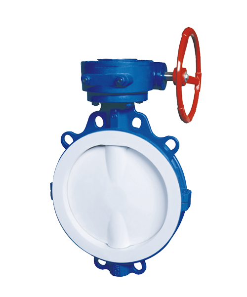 Wafer connection fluorine lined butterfly valve